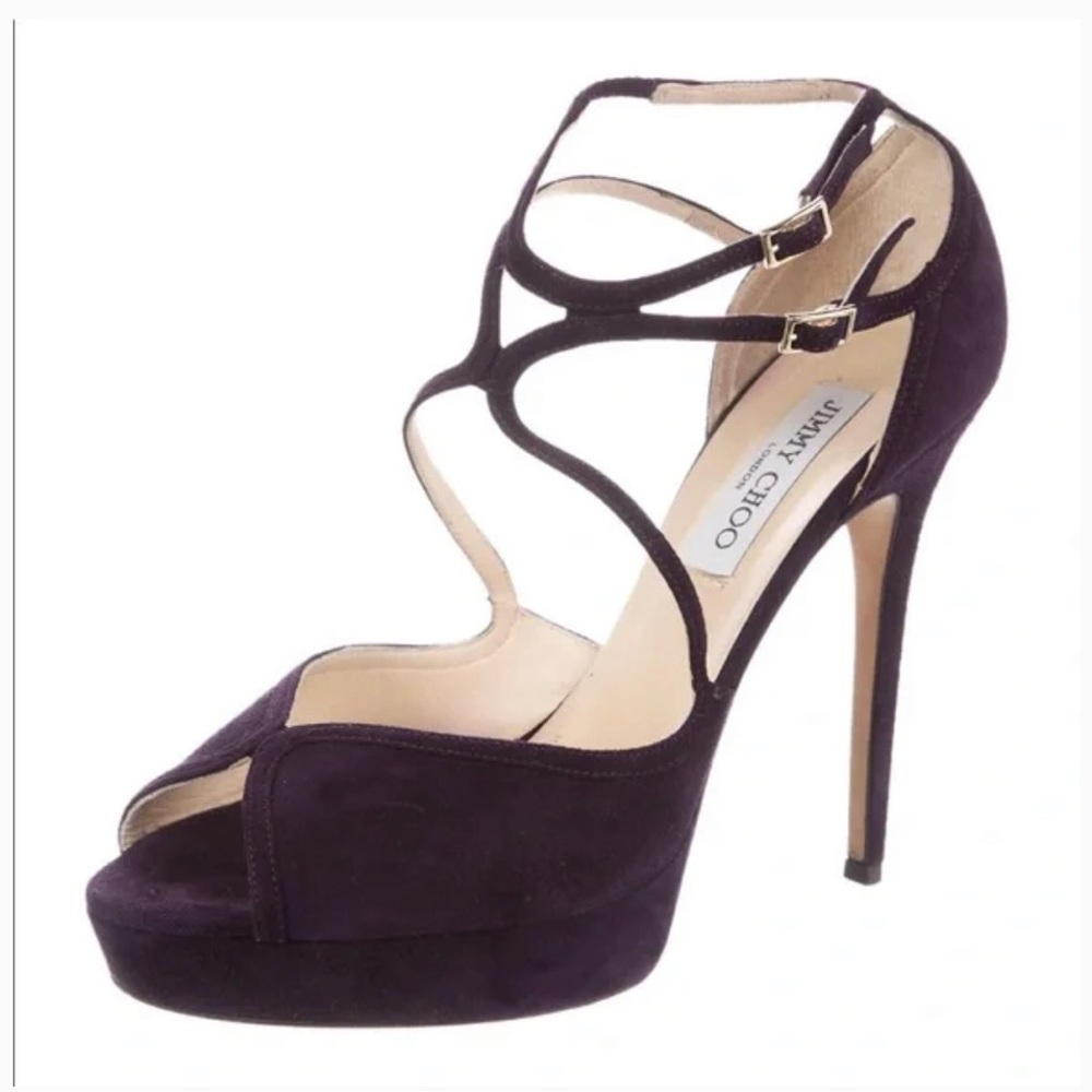 Jimmy Choo Purple Suede Fairview Heel‎ - Picture 3 of 16